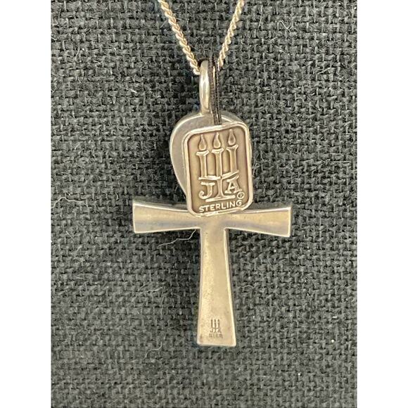 RARE JAMES AVERY STERLING SILVER HAMMERED ANKH & CHAIN BAG & BOX - Picture 4 of 9